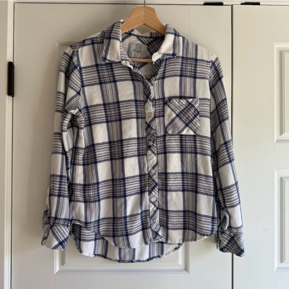 Rails White and Blue Plaid Button Down Shirt